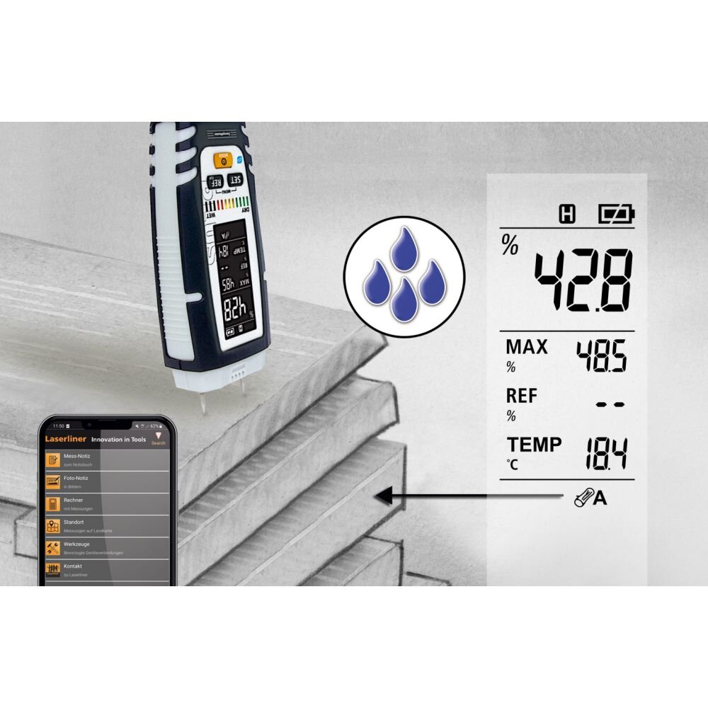 LASERLINER Materiaalvochtigheidsmeter DampMaster ALLROUND SET