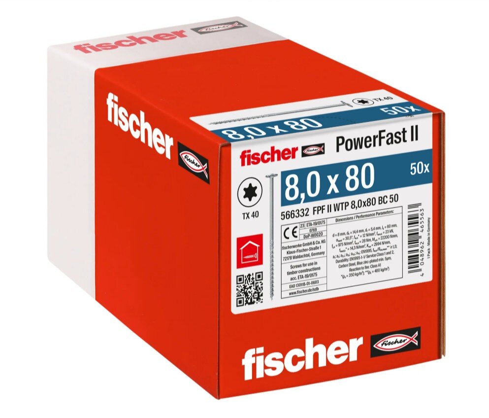 FISCHER Constructieschroef FPF II WTP 8x80 BC50