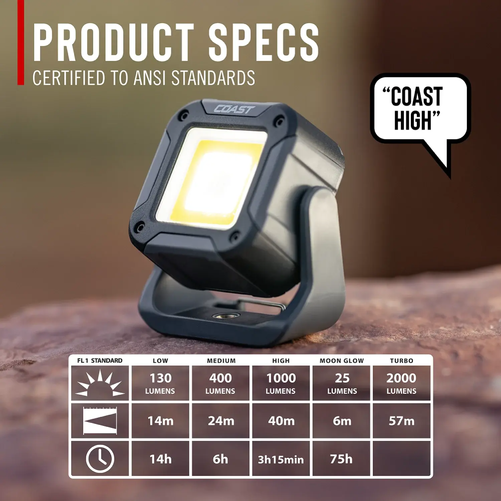 Coast Werklamp QB2R 2000 lm voice control