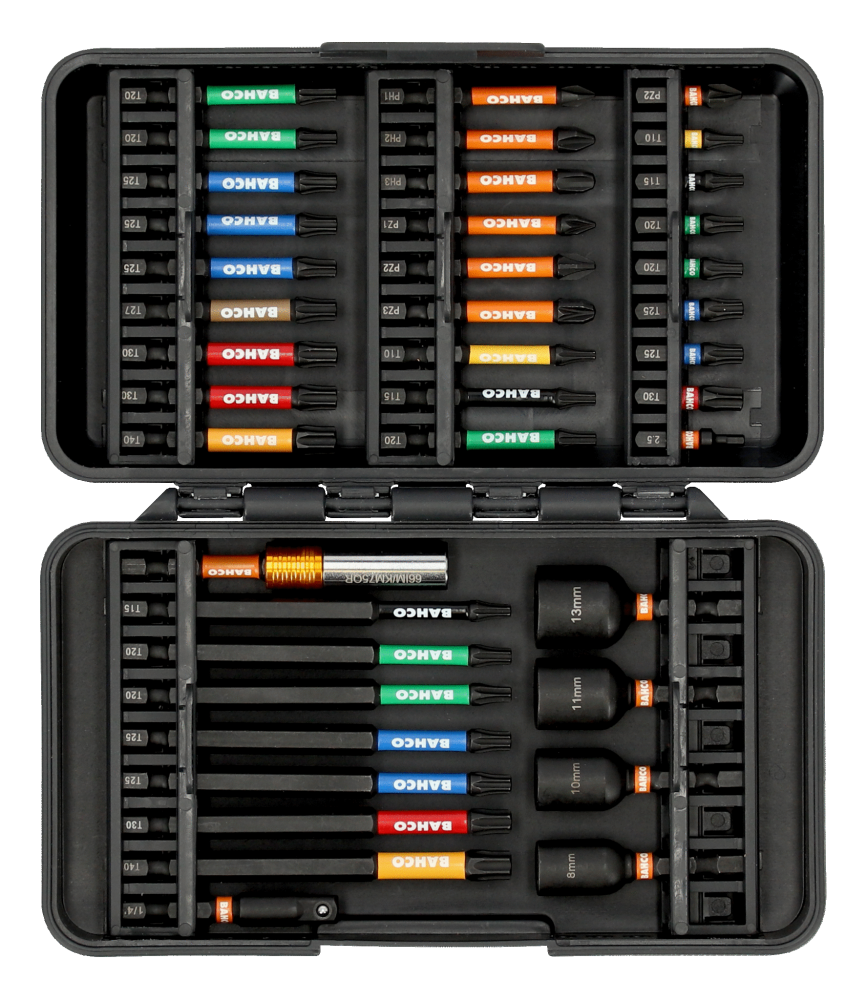 BAHCO IMPACT BITSET 40 DELIG GEKLEURD IN BOX 66IM/40C-1