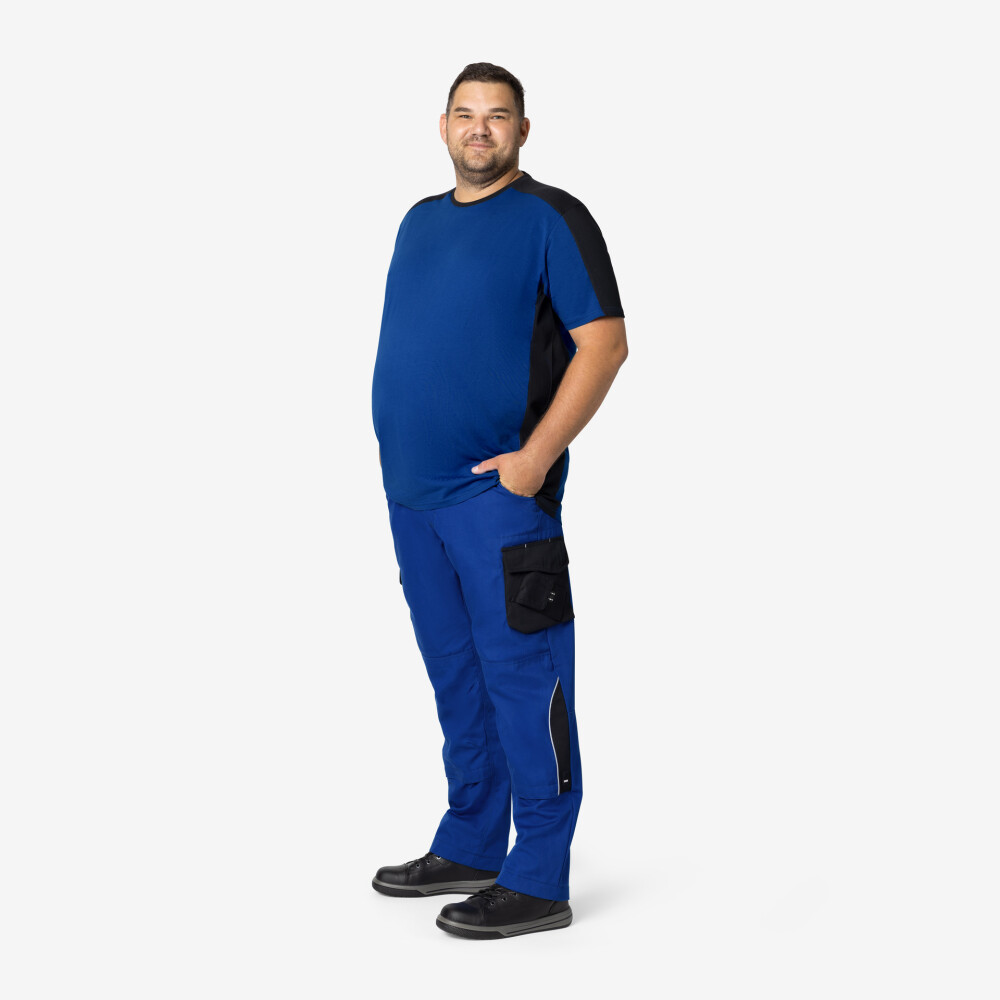 FHB MARC T-shirt korenblauw/zwart 2XL