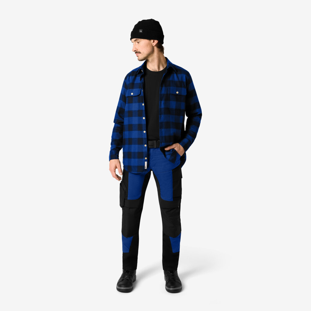 FHB HORST Overhemd koningsblauw/zwart 5XL