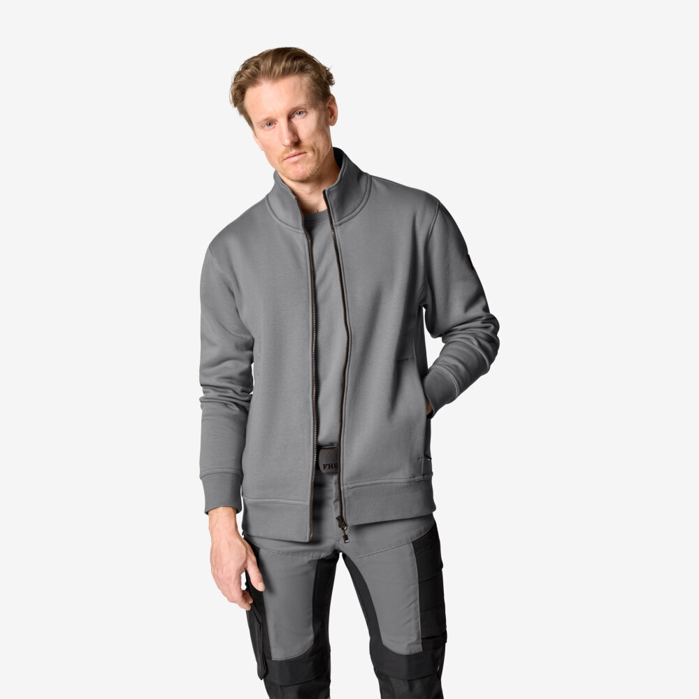 FHB EUGEN Sweatjack zip grijs S