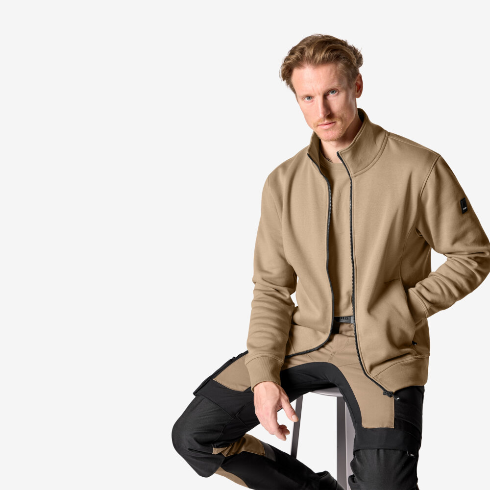 FHB EUGEN Sweatjack zip beige XL
